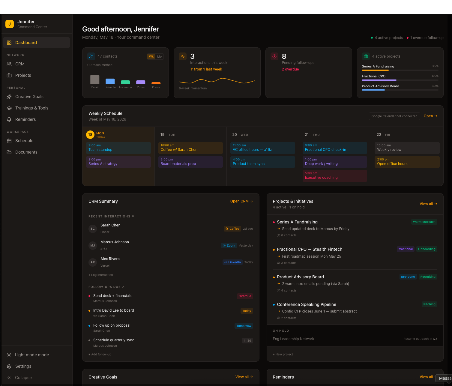 Atlas Command Center dashboard